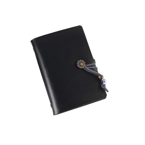 SHUIXIAYUE Kleines Retro-Notizbuch mit losen Blättern, A7, nachfüllbar, Leder, exquisit, tragbar, Notizblock, Büro (schwarz) von SHUIXIAYUE