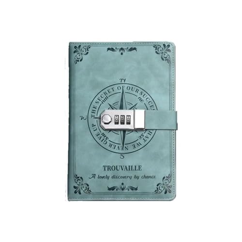 SHUIXIAYUE Kreatives 200-seitiges Passwort-Notizbuch, Retro, verdickt, sicher, schmutzabweisend, glattes Schreiben, persönlicher Notizblock, Büro (Cyan) von SHUIXIAYUE