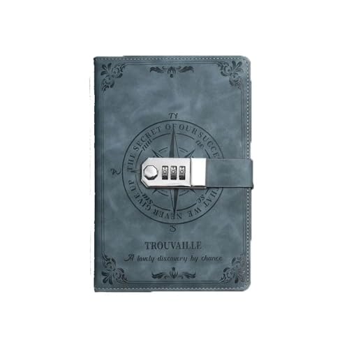 SHUIXIAYUE Kreatives 200-seitiges Passwort-Notizbuch, Retro, verdickt, sicher, schmutzabweisend, glattes Schreiben, persönlicher Notizblock, Büro (blau) von SHUIXIAYUE