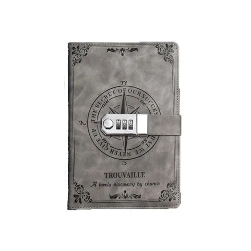 SHUIXIAYUE Kreatives 200-seitiges Passwort-Notizbuch, Retro, verdickt, sicher, schmutzabweisend, glattes Schreiben, persönlicher Notizblock, Büro (grau) von SHUIXIAYUE
