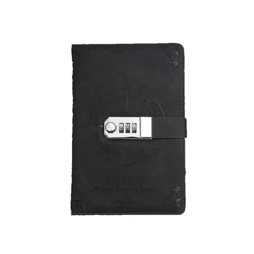 SHUIXIAYUE Kreatives 200-seitiges Passwort-Notizbuch, Retro, verdickt, sicher, schmutzabweisend, glattes Schreiben, persönlicher Notizblock, Büro (schwarz) von SHUIXIAYUE