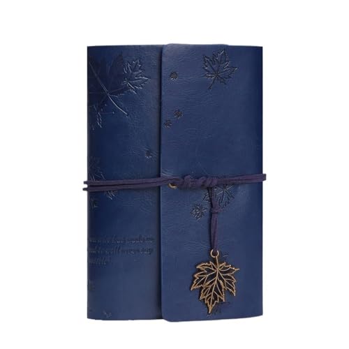SHUIXIAYUE Retro-Notizbuch (einschalig), Reise-Ahornblatt-Tagebuch, Leder, weicher Einband, Größe 18 x 12 cm, Notizbuch und Notizblock (blau) von SHUIXIAYUE