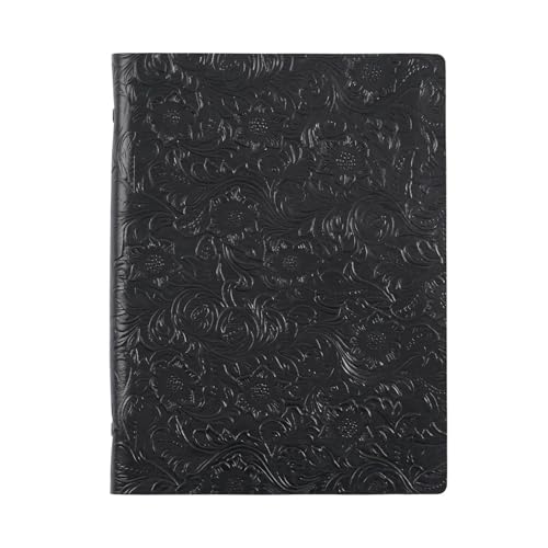 SHUIXIAYUE Retro-Notizbücher im B5-Format mit 9-Ringbuch, Leder-Tagebuch, großer Notizblock für Arbeit, Meeting, Aufzeichnungsbuch, Schreibwaren (schwarz) von SHUIXIAYUE