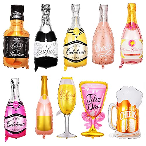 SHULLIN 10 Stück Luftballons Set Wein Flaschen Ballon Aluminiumfolie Ballon Folienballon Weinflasche Wiederverwendbarer Sektflasche Luftballons Deko Set für Geburtstag Urlaub Hochzeit Party Dekoration SHULLIN 10 Stück Luftballons Set Wein Flaschen Ballon Aluminiumfolie Ballon Folienballon Weinflasche Wiederverwendbarer Sektflasche Luftballons Deko Set für Geburtstag Urlaub Hochzeit Party Dekoration von SHULLIN