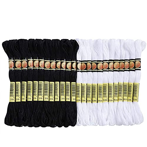 SHULLIN 24 Stück Stickgarne Stickerei Stickseide Kreuzstichfaden Schwarz Sticktwist Kreuzstichgarn Baumwolle Freundschaftsarmbänder Faden Schwarz Weiß Stickgarne für Stickgarn Basteln SHULLIN 24 Stück Stickgarne Stickerei Stickseide Kreuzstichfaden Schwarz Sticktwist Kreuzstichgarn Baumwolle Freundschaftsarmbänder Faden Schwarz Weiß Stickgarne für Stickgarn Basteln von SHULLIN