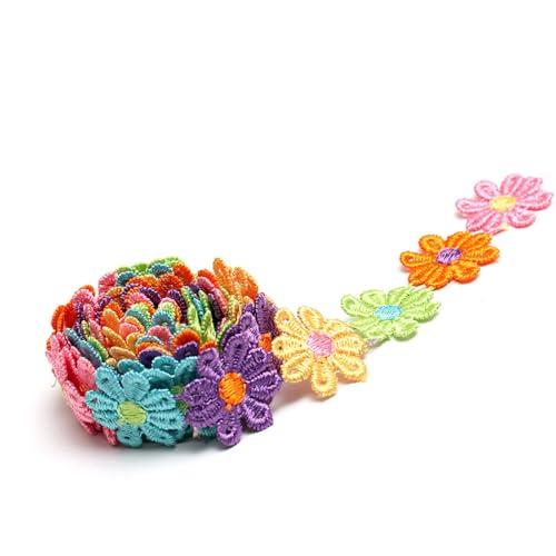 SHULLIN 5 Yard 25mm Blumen Spitzenband Blumen bunte Blumenband Borten Bänder Gänseblümchen Dekoband Zierband Spitzenborte Stickerei Dekoband Florale Spitzenborte Zierband für Handwerk Nähen Deko SHULLIN 5 Yard 25mm Blumen Spitzenband Blumen bunte Blumenband Borten Bänder Gänseblümchen Dekoband Zierband Spitzenborte Stickerei Dekoband Florale Spitzenborte Zierband für Handwerk Nähen Deko von SHULLIN
