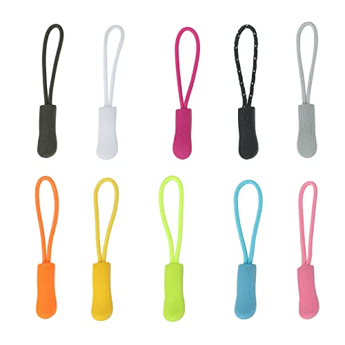 SHULLIN 50 Stück Nylonschnur Reißverschluss zieht Anhänger Reißverschlussanhänger Zipper Pulls Reißverschluss Verlängerung Reißverschluss Zipper für Rucksäcke Gepäck Handtaschen(10 Farben) von SHULLIN