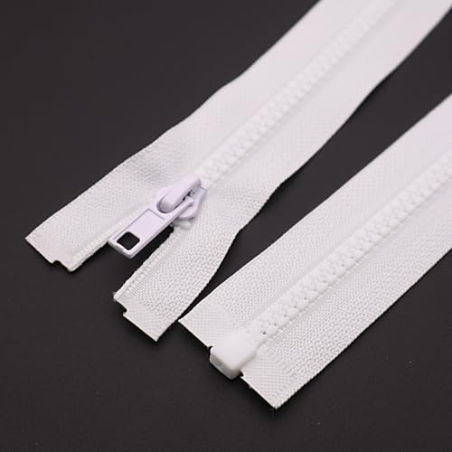 SHUNLI 2 Stück 60 cm Reißverschluss - Masche 5 mm - Weiß Teilbar Kunststoff Reißverschluss für DIY Jacken SHUNLI 2 Stück 60 cm Reißverschluss - Masche 5 mm - Weiß Teilbar Kunststoff Reißverschluss für DIY Jacken von SHUNLI