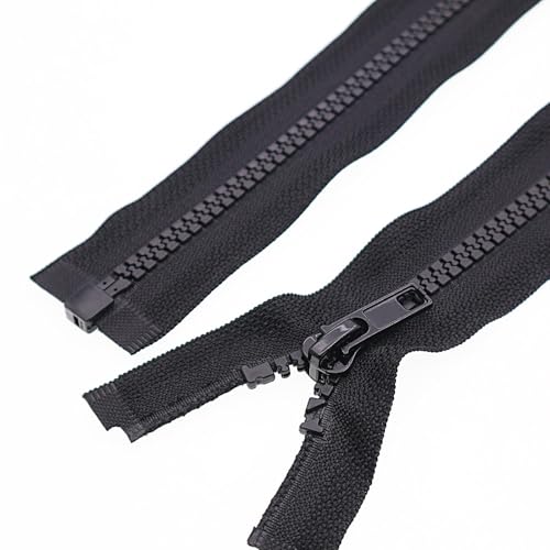 SHUNLI 2 Stück 73 cm Reißverschluss - Mesh 5 mm - Schwarz Teilbar Kunststoff Reißverschluss für DIY Jacken von SHUNLI