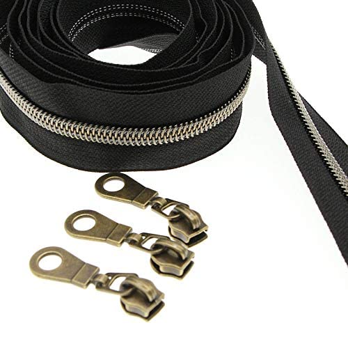 Shunli 9 m Metallic Nylon mit Reißverschluss Metall – Schwarz und Antikmessing – bestehend aus 25 Schiebern – für Handwerk, Kleidung, handgefertigt Shunli 9 m Metallic Nylon mit Reißverschluss Metall – Schwarz und Antikmessing – bestehend aus 25 Schiebern – für Handwerk, Kleidung, handgefertigt von SHUNLI