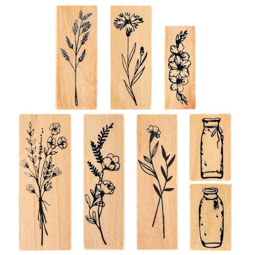 SHUOHONG 8 Stück Holzstempel, Stempel Holz, Gummi Holz Vintage Diy Tagebuch Stempel, Stempel Blumen Holzstempel zum Basteln, Stempelset Pflanzen Flaschenmotiv, Stempel Hochzeit für Deko SHUOHONG 8 Stück Holzstempel, Stempel Holz, Gummi Holz Vintage Diy Tagebuch Stempel, Stempel Blumen Holzstempel zum Basteln, Stempelset Pflanzen Flaschenmotiv, Stempel Hochzeit für Deko von SHUOHONG