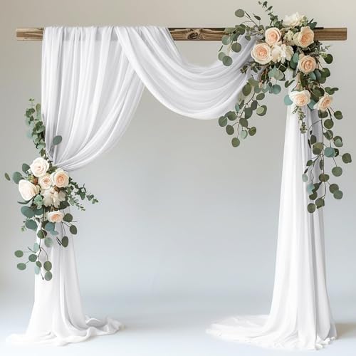 SHUOHONG Hochzeitsbogen, Querbehang Transparent 75cm x 600cm, Tüll Hochzeits Hintergrund Vorhang, Traubogen Hochzeit für Fotohintergrund Hochzeit Torbogen Zeremonie Party von SHUOHONG