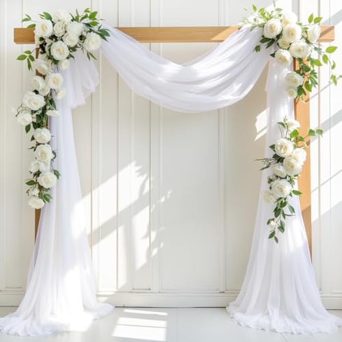 SHUOHONG Hochzeitsbogen Gazevorhang, Querbehang Transparent 75cm x 800cm, Tüll Hochzeits Hintergrund Vorhang, Traubogen Hochzeit für Fotohintergrund Hochzeit Torbogen Zeremonie Fotografie Party (Weiß) SHUOHONG Hochzeitsbogen Gazevorhang, Querbehang Transparent 75cm x 800cm, Tüll Hochzeits Hintergrund Vorhang, Traubogen Hochzeit für Fotohintergrund Hochzeit Torbogen Zeremonie Fotografie Party (Weiß) von SHUOHONG