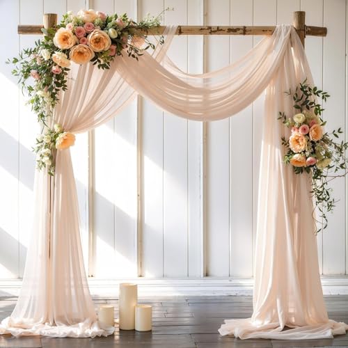 SHUOHONG Hochzeitsbogen Gazevorhang, Querbehang Transparent 75cm x 800cm, Tüll Hochzeits Hintergrund Vorhang, Traubogen Hochzeit für Fotohintergrund Hochzeit Torbogen Zeremonie Fotografie Party (Sekt) SHUOHONG Hochzeitsbogen Gazevorhang, Querbehang Transparent 75cm x 800cm, Tüll Hochzeits Hintergrund Vorhang, Traubogen Hochzeit für Fotohintergrund Hochzeit Torbogen Zeremonie Fotografie Party (Sekt) von SHUOHONG