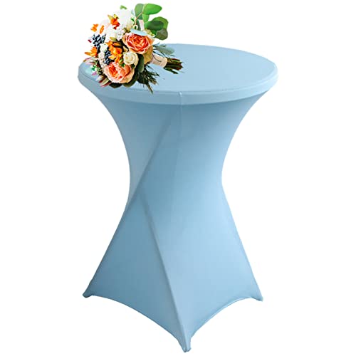 Strech Husse Für Stehtische Ø 60/80cm – Strechüberzug Tischhusse Für Bistrotische – Cocktail Tischdecken Stehtischhusse Für Hochzeit,Geburtstag,Taufe Etc (1Pcs-60cm,Sky Blue) von SHUOJIA