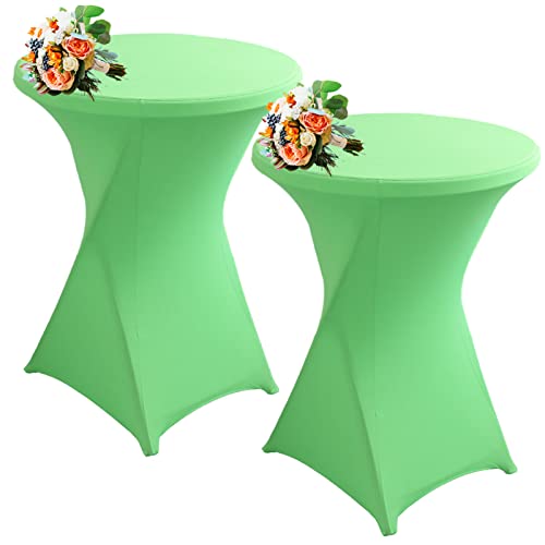 SHUOJIA Strech Husse Für Stehtische Ø 60/80cm – Strechüberzug Tischhusse Für Bistrotische – Cocktail Tischdecken Stehtischhusse Für Hochzeit,Geburtstag,Taufe Etc (2Pcs-80cm,Green) von SHUOJIA