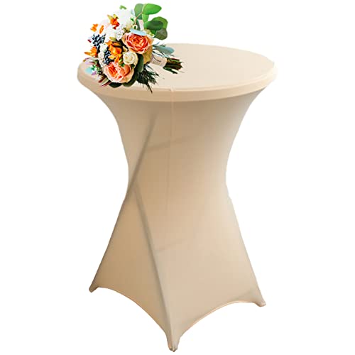 Strech Husse Für Stehtische Ø 60/80cm – Strechüberzug Tischhusse Für Bistrotische – Cocktail Tischdecken Stehtischhusse Für Hochzeit,Geburtstag,Taufe Etc (1Pcs-80cm,Champagne) von SHUOJIA