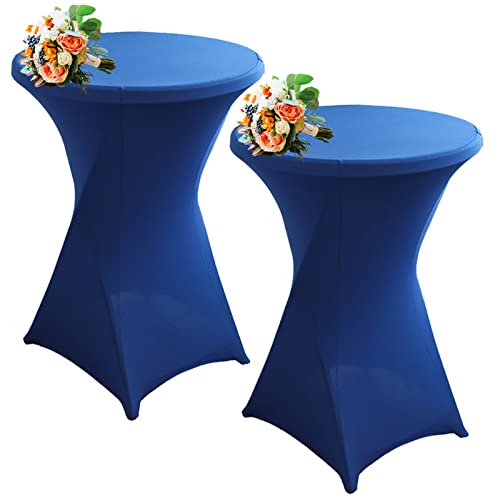 Strech Husse Für Stehtische Ø 60/80cm – Strechüberzug Tischhusse Für Bistrotische – Cocktail Tischdecken Stehtischhusse Für Hochzeit,Geburtstag,Taufe Etc (2Pcs-80cm,Blue) von SHUOJIA