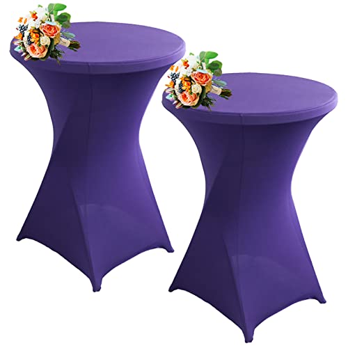 Strech Husse Für Stehtische Ø 60/80cm – Strechüberzug Tischhusse Für Bistrotische – Cocktail Tischdecken Stehtischhusse Für Hochzeit,Geburtstag,Taufe Etc (2Pcs-80cm,Deep Purple) von SHUOJIA