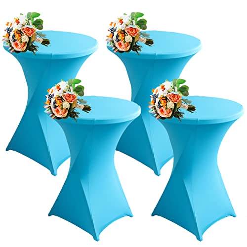 Strech Husse Für Stehtische Ø 60/80cm – Strechüberzug Tischhusse Für Bistrotische – Cocktail Tischdecken Stehtischhusse Für Hochzeit,Geburtstag,Taufe Etc (4Pcs-60cm,Lake Blue) von SHUOJIA