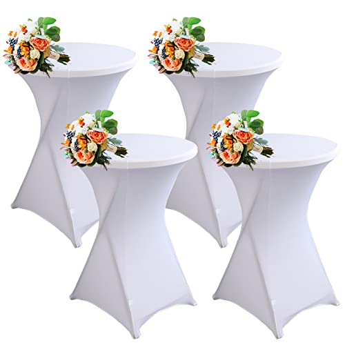 Strech Husse Für Stehtische Ø 60/80cm – Strechüberzug Tischhusse Für Bistrotische – Cocktail Tischdecken Stehtischhusse Für Hochzeit,Geburtstag,Taufe Etc (4Pcs-80cm,White) von SHUOJIA