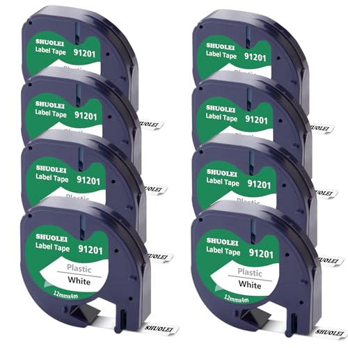 SHUOLEI Etikettenband Kompatibel mit Dymo Letratag Schriftband 91201 91221 S0721660 12mm x 4m Schwarz auf Weiß Arbeiten mit Dymo Letratag XR LT-100H LT-100T LT-100-H LT-110T QX50 XM 2000 200B, 8 Pack SHUOLEI Etikettenband Kompatibel mit Dymo Letratag Schriftband 91201 91221 S0721660 12mm x 4m Schwarz auf Weiß Arbeiten mit Dymo Letratag XR LT-100H LT-100T LT-100-H LT-110T QX50 XM 2000 200B, 8 Pack von SHUOLEI