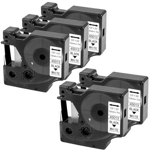 SHUOLEI Kompatibel Schriftband Ersatz für Dymo D1 Etikettenband 45013 45013s Schwarz auf Weiß 12mm x 7m für Dymo LabelManager 160 210D 360D 280 420P 500TS Labelpoint 250 150 Labelwriter 450, 5 Pack SHUOLEI Kompatibel Schriftband Ersatz für Dymo D1 Etikettenband 45013 45013s Schwarz auf Weiß 12mm x 7m für Dymo LabelManager 160 210D 360D 280 420P 500TS Labelpoint 250 150 Labelwriter 450, 5 Pack von SHUOLEI
