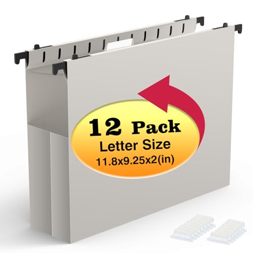Shutex Kunststoff-Hängemappen, extra Kapazität, verstärkt, Briefform, Akkordean-Tasche, robuste 5,1 cm Erweiterung, harte Hängemappe, Organizer für Büro, Zuhause, Grau, 12 Stück Shutex Kunststoff-Hängemappen, extra Kapazität, verstärkt, Briefform, Akkordean-Tasche, robuste 5,1 cm Erweiterung, harte Hängemappe, Organizer für Büro, Zuhause, Grau, 12 Stück von SHUTEX