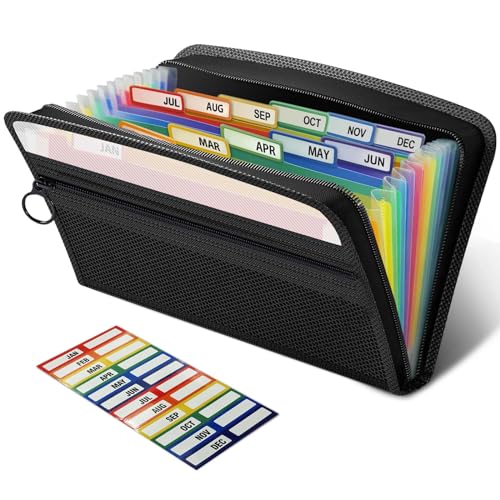 Shutex Quittung Coupon Organizer,13 Fächern Erweiterbare Dokumentenmappe,Dokumenten-Organizer mit Reißverschluss,Tragbar Aktenordner für Schecks,Rechnungen,Schule Haus Büro Reise 27,5 x 17,3 cm von SHUTEX