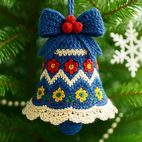 DIY Häkel-Weihnachtsglocken-Ornament-Set, komplettes Anfänger-Weihnachts-Bastelset mit Garn und Anleitung, handgefertigte Weihnachtsbaumdekoration, festliches Geschenkherstellungszubehör für DIY Häkel-Weihnachtsglocken-Ornament-Set, komplettes Anfänger-Weihnachts-Bastelset mit Garn und Anleitung, handgefertigte Weihnachtsbaumdekoration, festliches Geschenkherstellungszubehör für von SHUZHENG