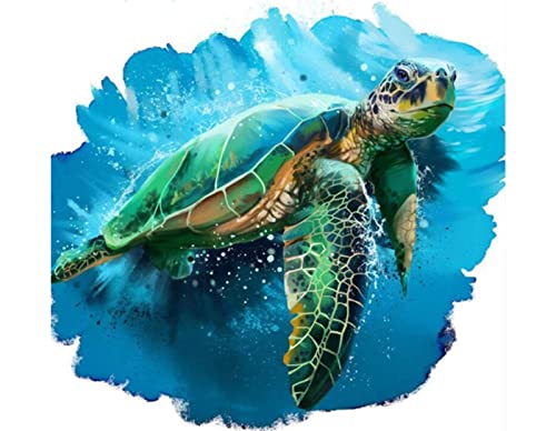 Kreuzstich Stickpackung Stickbild Stickvorlage Vorgedruckt Stickset-Große Schildkröte im Meer-DIY Handarbeit Vorgedruckt Sticken Kreativität Home Decor 11CT (Vorgedruckte Leinwand)40x50cm von SHYHXQH