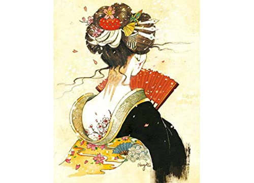 Kreuzstich Stickpackung Stickbild Stickvorlage Vorgedruckt Stickset-Japanische Frau-DIY Handarbeit Vorgedruckt Sticken Kreativität Home Decor 11CT (Vorgedruckte Leinwand)40x50cm von SHYHXQH