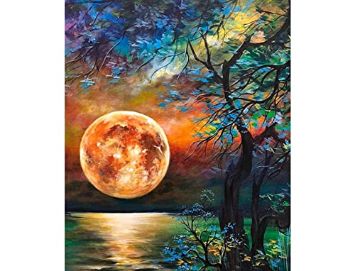 Kreuzstich Stickpackungen,Mond,11CT Kreuzstich Set Vorgedruckt,Stickbilder Vorgedruckt Kreuzstich für Wandkunst-Heimdekoration 40CMX50cm von SHYHXQH