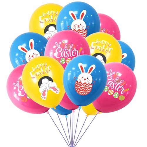 15 x Oster-Luftballons, 30,5 cm, Hasenei-Latex-Luftballons, bunt, Frohe Ostern, Party-Luftballons für Ostern, Partyzubehör, Bogendekorationen von SHYKNYU