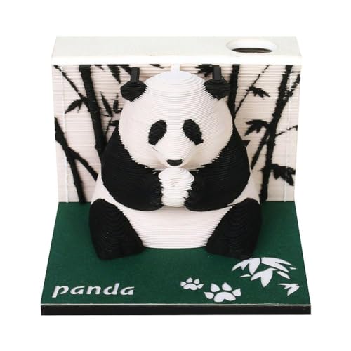 Schreibtischkalender 2024 Panda 3D Kunst Notizblock Papier Karte Handwerk 217 Blatt Papier Schnitzen Memoblock mit Stifthalter Wochenkalender für Schule Büro Zuhause von SHYKNYU