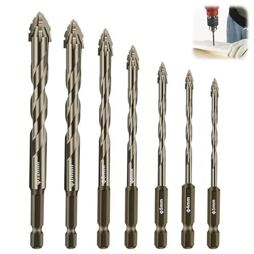 SHYSBV 7 Stück SäGezahnbohrer Bohrer Vierschneidige,3/4/5/6/8/10/12mm Hochfester Fliesenbohrersatz,Exzenterbohrer Set,Bohrer mit 4 Schneiden Gerwand,Multifunktions Bohrer Set,für Beton,Keramik Bohren SHYSBV 7 Stück SäGezahnbohrer Bohrer Vierschneidige,3/4/5/6/8/10/12mm Hochfester Fliesenbohrersatz,Exzenterbohrer Set,Bohrer mit 4 Schneiden Gerwand,Multifunktions Bohrer Set,für Beton,Keramik Bohren von SHYSBV