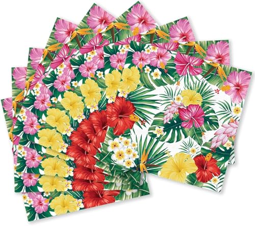 Hawaiianische Party-Servietten, Papier, Sommer-Servietten, tropische Luau-Party-Dekorationen, Palmblätter, Geburtstags-Einweg-Servietten, Partyzubehör, Zubehör, 33 x 33 cm, 40 Stück Hawaiianische Party-Servietten, Papier, Sommer-Servietten, tropische Luau-Party-Dekorationen, Palmblätter, Geburtstags-Einweg-Servietten, Partyzubehör, Zubehör, 33 x 33 cm, 40 Stück von SHYSBV