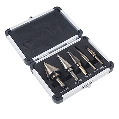 HSS Stufenbohrer Set, 5-tlg Schälbohrer Kegelbohrer Fräsbohrer Metall Senker für Metall, Holz,Kunststoffe von SHZICMY