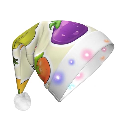 SHuWeiD Cartoon-Weihnachtsmannmütze, mit Gemüse, Früchten, Flanell, Weihnachtsmannmütze mit LED-Lichtern, Weihnachtsmannmütze, Urlaubsparty-Zubehör SHuWeiD Cartoon-Weihnachtsmannmütze, mit Gemüse, Früchten, Flanell, Weihnachtsmannmütze mit LED-Lichtern, Weihnachtsmannmütze, Urlaubsparty-Zubehör von SHuWeiD