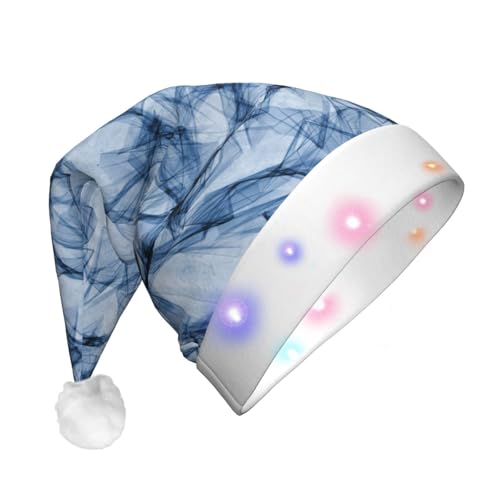 SHuWeiD Dunkelblaue Weihnachtsmannmütze mit Marmordruck, Flanell, Weihnachtsmannmütze mit LED-Lichtern, Weihnachtsmannmütze, Urlaubsparty-Zubehör SHuWeiD Dunkelblaue Weihnachtsmannmütze mit Marmordruck, Flanell, Weihnachtsmannmütze mit LED-Lichtern, Weihnachtsmannmütze, Urlaubsparty-Zubehör von SHuWeiD