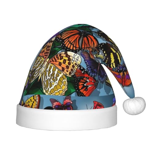 SHuWeiD Handgezeichneter farbiger Schmetterlings-Druck, Weihnachtsmütze, Uni, Samt, klassische Weihnachtsmütze, Neujahrsparty SHuWeiD Handgezeichneter farbiger Schmetterlings-Druck, Weihnachtsmütze, Uni, Samt, klassische Weihnachtsmütze, Neujahrsparty von SHuWeiD