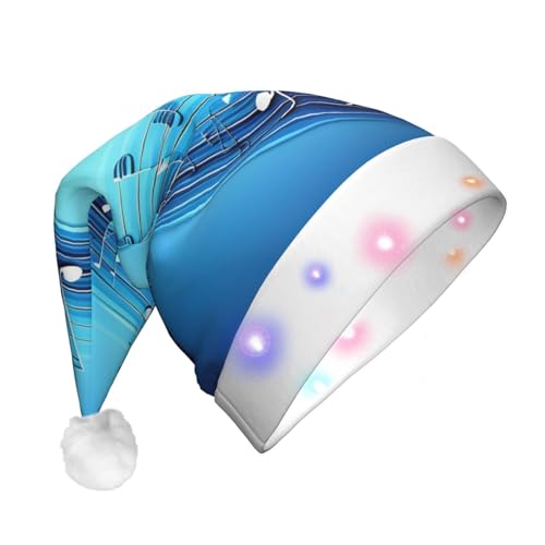 SHuWeiD Himmelblaue Weihnachtsmannmütze mit Musiknoten, Flanell, Weihnachtsmannmütze mit LED-Lichtern, Urlaubsparty-Zubehör SHuWeiD Himmelblaue Weihnachtsmannmütze mit Musiknoten, Flanell, Weihnachtsmannmütze mit LED-Lichtern, Urlaubsparty-Zubehör von SHuWeiD