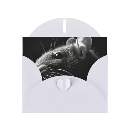 SHuWeiD Klappkarte mit Maus-Aufdruck, stilvolle Grußkarte, Grußkarte, Einladung, Schulabschluss, Notizkarten mit Umschlägen von SHuWeiD