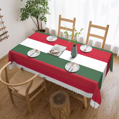 SHuWeiD Rechteckige Stoff-Tischdecke mit Flagge von Ungarn, für Abendessen, Buffet-Partys, Picknicks, Veranstaltungen von SHuWeiD