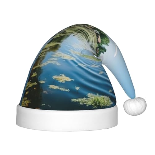 SHuWeiD Schöne Weihnachtsmütze mit Dorfdruck, Weihnachtsmütze, Uni, Samt, klassische Weihnachtsmütze, Neujahrsparty SHuWeiD Schöne Weihnachtsmütze mit Dorfdruck, Weihnachtsmütze, Uni, Samt, klassische Weihnachtsmütze, Neujahrsparty von SHuWeiD