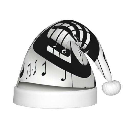 SHuWeiD Schwarz-weiße Weihnachtsmütze mit Musiknoten-Druck, Weihnachtsmütze, Uni, Samt, klassische Weihnachtsmütze, Neujahrsparty SHuWeiD Schwarz-weiße Weihnachtsmütze mit Musiknoten-Druck, Weihnachtsmütze, Uni, Samt, klassische Weihnachtsmütze, Neujahrsparty von SHuWeiD