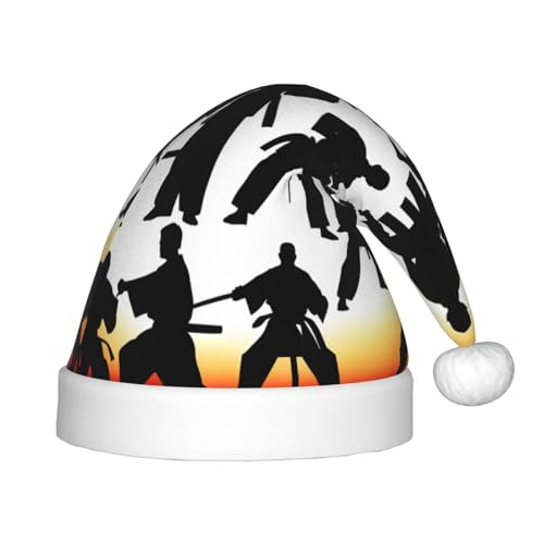 SHuWeiD Silhouetten von Martial Print Weihnachtsmütze, Weihnachtsmütze, Uni, Samt, klassische Weihnachtsmütze, Neujahrsparty SHuWeiD Silhouetten von Martial Print Weihnachtsmütze, Weihnachtsmütze, Uni, Samt, klassische Weihnachtsmütze, Neujahrsparty von SHuWeiD