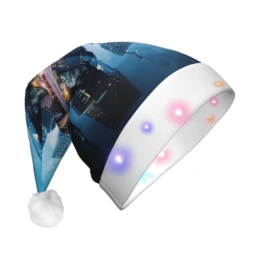 SHuWeiD Weihnachtsmannmütze, Flanell, Weihnachtsmannmütze mit LED-Lichtern, Weihnachtsmannmütze, Weihnachtsmannmütze, Urlaubsparty-Zubehör SHuWeiD Weihnachtsmannmütze, Flanell, Weihnachtsmannmütze mit LED-Lichtern, Weihnachtsmannmütze, Weihnachtsmannmütze, Urlaubsparty-Zubehör von SHuWeiD