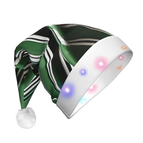 SHuWeiD Weihnachtsmannmütze, klassisch, grün gestreift, Flanell, Weihnachtsmannmütze mit LED-Lichtern, Weihnachtsmannmütze, Urlaubsparty-Zubehör SHuWeiD Weihnachtsmannmütze, klassisch, grün gestreift, Flanell, Weihnachtsmannmütze mit LED-Lichtern, Weihnachtsmannmütze, Urlaubsparty-Zubehör von SHuWeiD