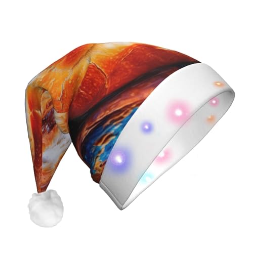 SHuWeiD Weihnachtsmannmütze mit Brot-Aufdruck, Flanell, Weihnachtsmannmütze mit LED-Lichtern, Weihnachtsmannmütze, Urlaubsparty-Zubehör SHuWeiD Weihnachtsmannmütze mit Brot-Aufdruck, Flanell, Weihnachtsmannmütze mit LED-Lichtern, Weihnachtsmannmütze, Urlaubsparty-Zubehör von SHuWeiD